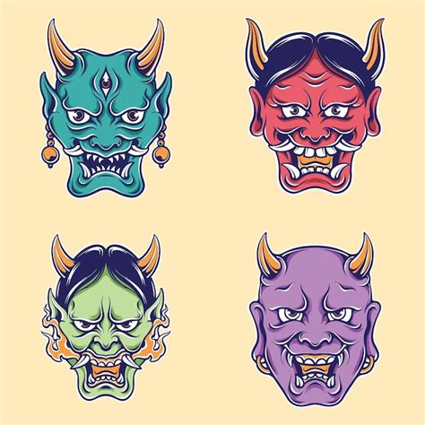 Premium Vector | Japanese yokai mask vector mask