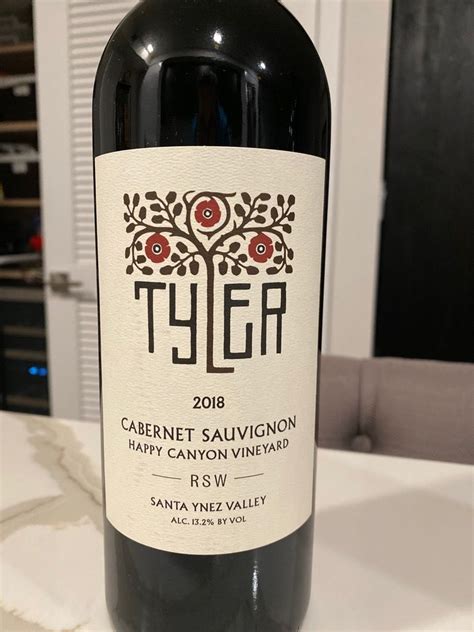 2018 Tyler Cabernet Sauvignon RSW Happy Canyon Vineyard, USA, California, Central Coast, Santa ...