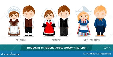 Belgium, France, Netherlands. Men and Women in National Dress Stock ...