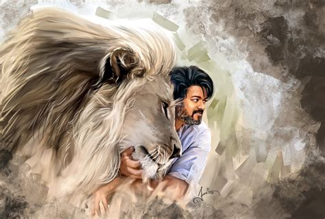 Jeeva Artist - Thalapathy Vijay x Lion In Leo Movie Painting 2023 #Leo ...