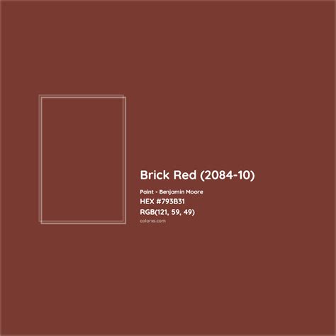 Benjamin Moore Brick Red (2084-10) Paint color codes, similar paints ...