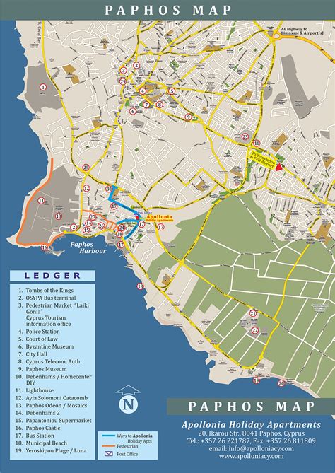 Location - Maps | Apollonia Holiday Apartments In Paphos Cyprus, studios one and two bedrooms