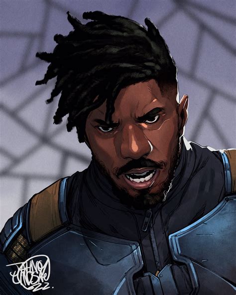 black panther - killmonger (art by jahnoyl) | Erik killmonger, Face ...