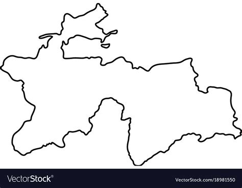 Tajikistan map of black contour curves on white Vector Image