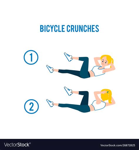 Bicycle crunches abs workout exercises and Vector Image