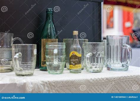 Moscow / Russia - January 9, 2013: Soviet Beer Mugs and Cut Glasses. Editorial Stock Image ...