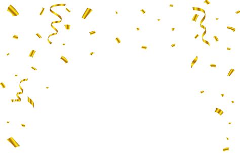 Golden confetti and ribbon falling isolated on transparent background ...