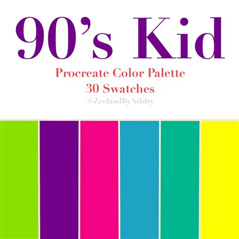 90s Kid Themed Procreate Color Palette 30 Swatched for - Etsy in 2022 | Color palette bright ...