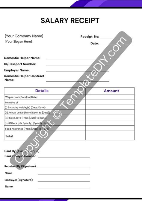 Salary Receipt Template Blank Printable [Pdf, Excel & Word] | Receipt template, Salary, Receipt