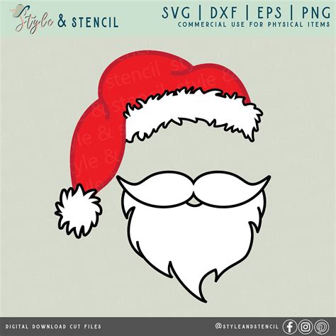 Santa Hat and Beard SVG Santa Hat SVG Santa Beard SVG | Etsy