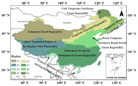 Eight vegetation regions in China. | Download Scientific Diagram