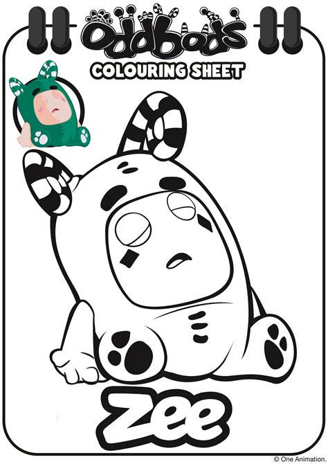 Oddbods Colouring Sheet - Zee | Kids coloring books, Coloring sheets ...