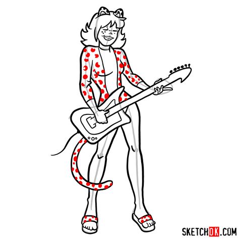 How to draw Josie McCoy playing the guitar - Sketchok easy drawing guides