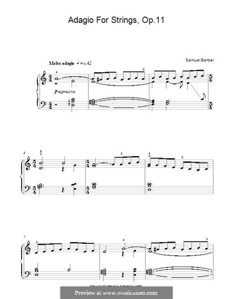 Adagio for Strings, Op.11 by S. Barber - sheet music on MusicaNeo