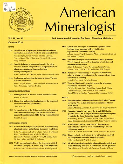 American Mineralogist 2014 V. 99 N10 | Web-кабинет учёного