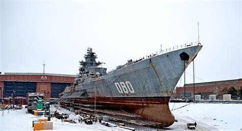 Kirov class battlecruiser "Admiral Nakhimov" undergoing modernization ...