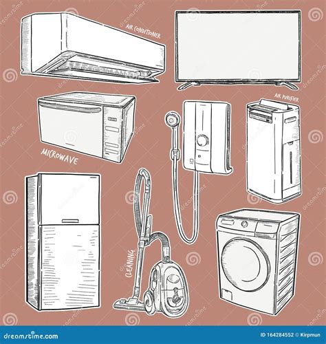 Household Appliances Collection Illustration, Vector. Stock Vector - Illustration of hand, icon ...