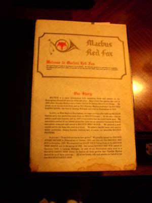 Machus RED FOX Menu (where Jimmy Hoffa was last seen) | #134534959