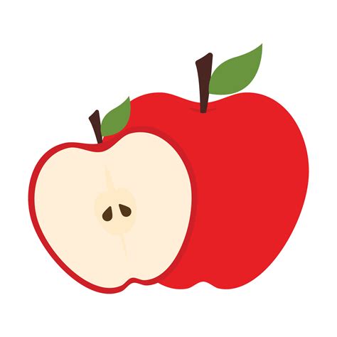 Red Slice Apple Fruit Icon Clipart Cartoon Vector Illustration 19861991 ...