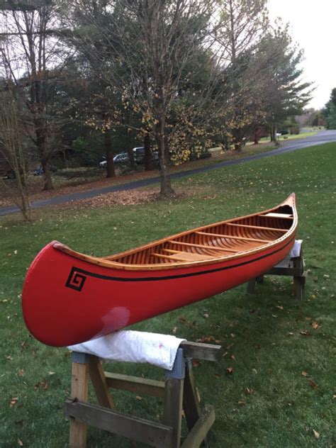 Old Town 16 Ft Wood Canoe Red - Excellent Condition for sale from United States