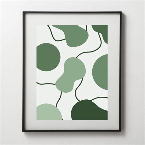 Green minimalist abstract digital art | Etsy