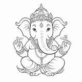 Hindu Lord Ganesha Coloring Page Outline Sketch Drawing Vector Wing  sketch template
