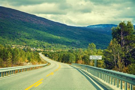 Mountain Road at Sunset with Cloudy Sky. Stock Photo - Image of autumn ...