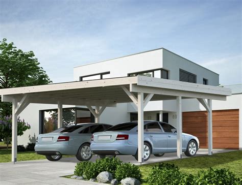 Karl (20.6 sqm) modern flat roof wooden carport for two cars