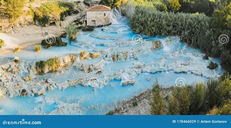 Saturnia Waterfalls and Hot Springs, Tuscany, Italy. Stock Image - Image of resort, scenic ...