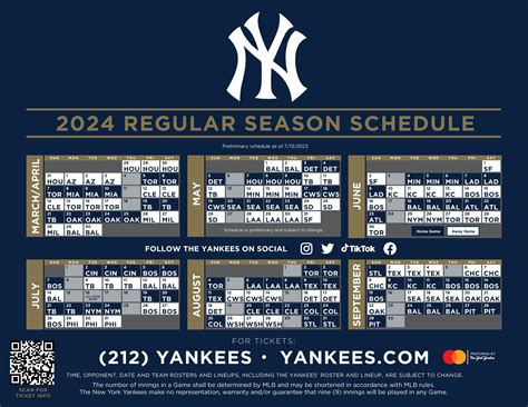 New York Yankees Schedule 2024 Printable - Jami Rickie