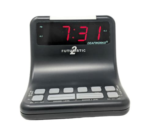 DEAFWORKS Futuristic 2 | Deaf Alarm Clock | Silent, Flashing Lights