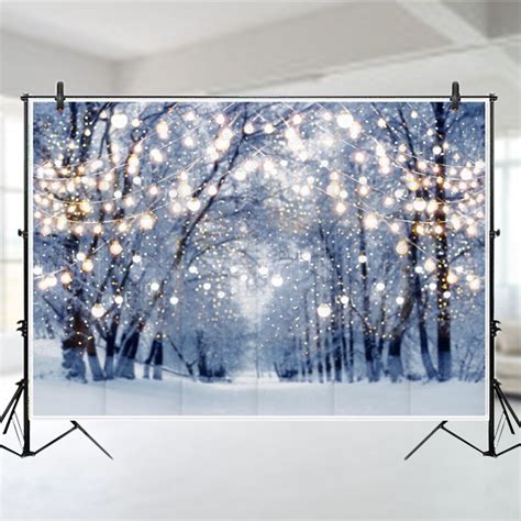 Winter Scene Bokeh Glitter Snow Forest Wonderland Snowflake Photography Background Backdrop ...