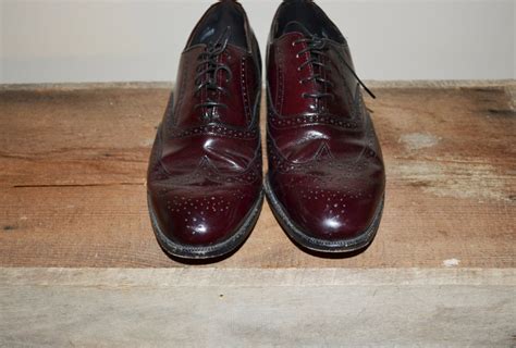 Vintage Wingtip Shoes Leather Shoes Burgundy Wingtip Shoes Laceup Shoes Brogue Oxford Shoes ...