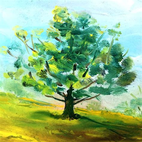 Old Fence Line Painting Original Art Trees Artwork - Inspire Uplift