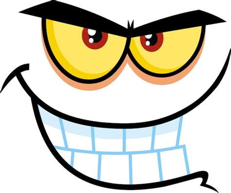 Premium Vector | Evil Cartoon Funny Face With Bitchy Expression And Gnash Teeth