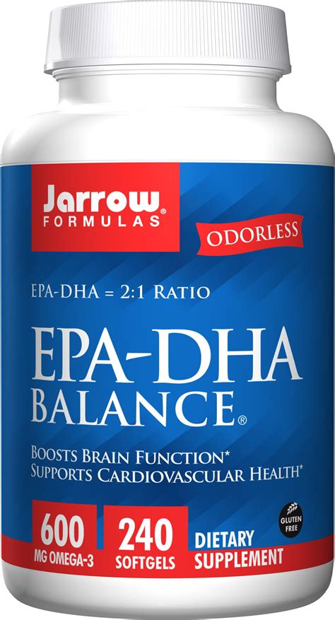 Jarrow Formulas EPA-DHA Balance Odorless, Supports Brain and Heart Health, 240 Softgels ...