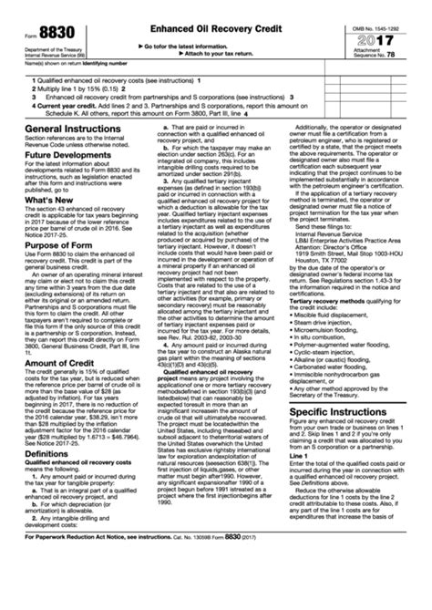 Fillable Form 8830 - Enhanced Oil Recovery Credit - 2016 printable pdf download