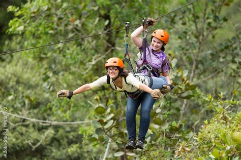 zipline canopy line zip adventure ecuador banos forest woman adrenalin ...