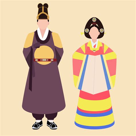 Men and women in beautiful Korean traditional clothes, Hanbok ...