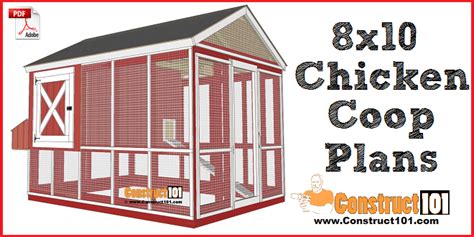 8x10 Chicken Coop Plans - Gable Roof - Free PDF - Construct101