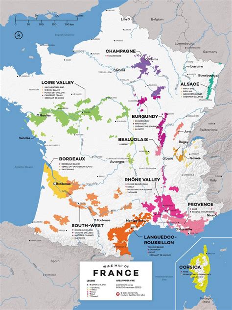 France wine map - France wine country map (Western Europe - Europe)