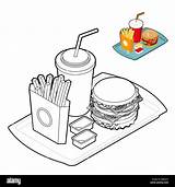 Fast Food coloring Book In Linear Style Big Fresh hamburger  sketch template