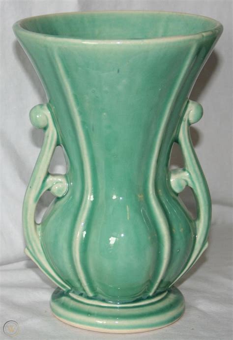 Vintage Nelson McCoy Pottery Vase - Light Green - Gorgeous, Collectible ...