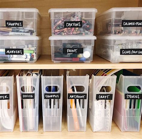 Clear bins and labels are the simplest way to organize office supplies ...