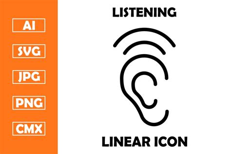 Listening Vector Line Icon Design Graphic by Manshagraphics · Creative ...