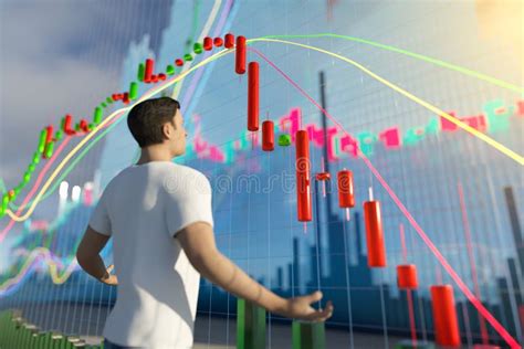 3D Chart with a Downward Trend. Candlestick Chart with Indicators Stock Photo - Image of failure ...