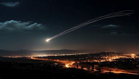 Premium AI Image | Israel's iron dome system intercepts rockets on a ...