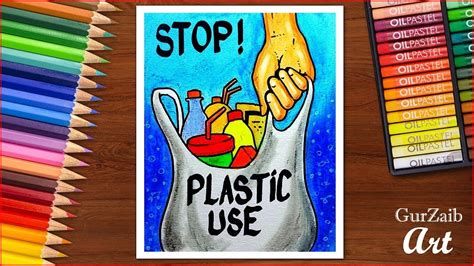 How to draw stop plastic pollution poster chart for school students ...