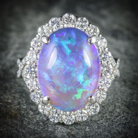 Black Opal Ring Platinum 16ct Black Opal – Antique Jewellery Online