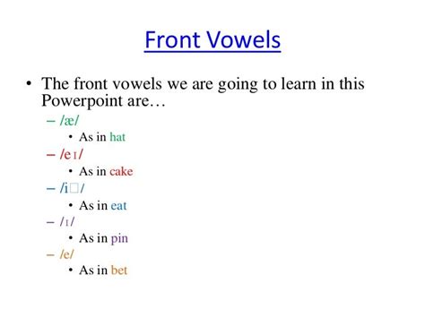 Front vowels